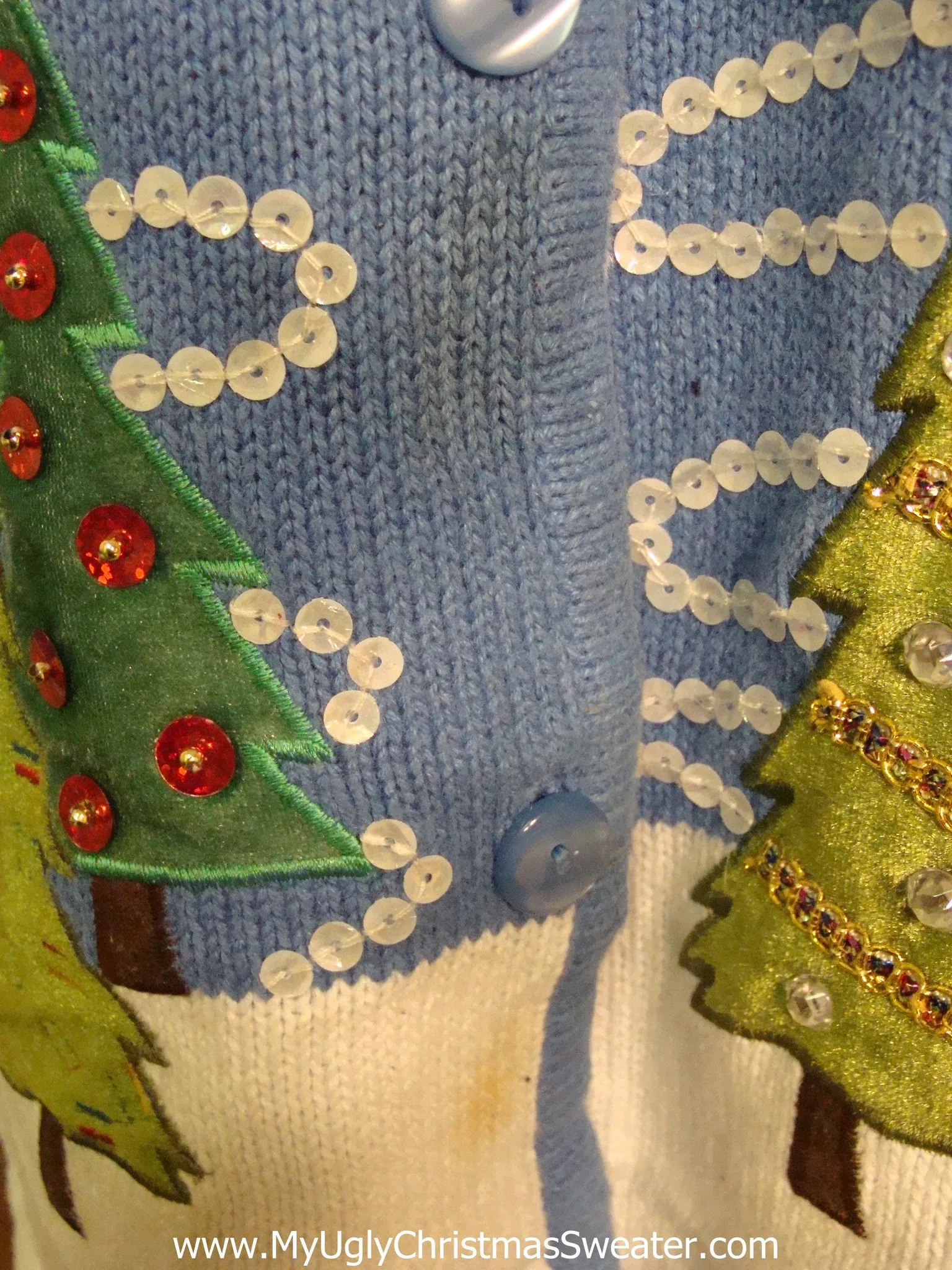 Cute Sequin Bling Accented Funny Christmas Sweater