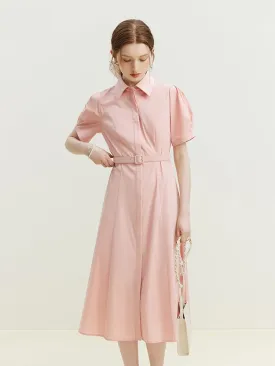 Nsquared Commuter Formal Occasion Temperament Shirt Dress | Summer New Solid Color Interview Shirt Skirt with Belt Women