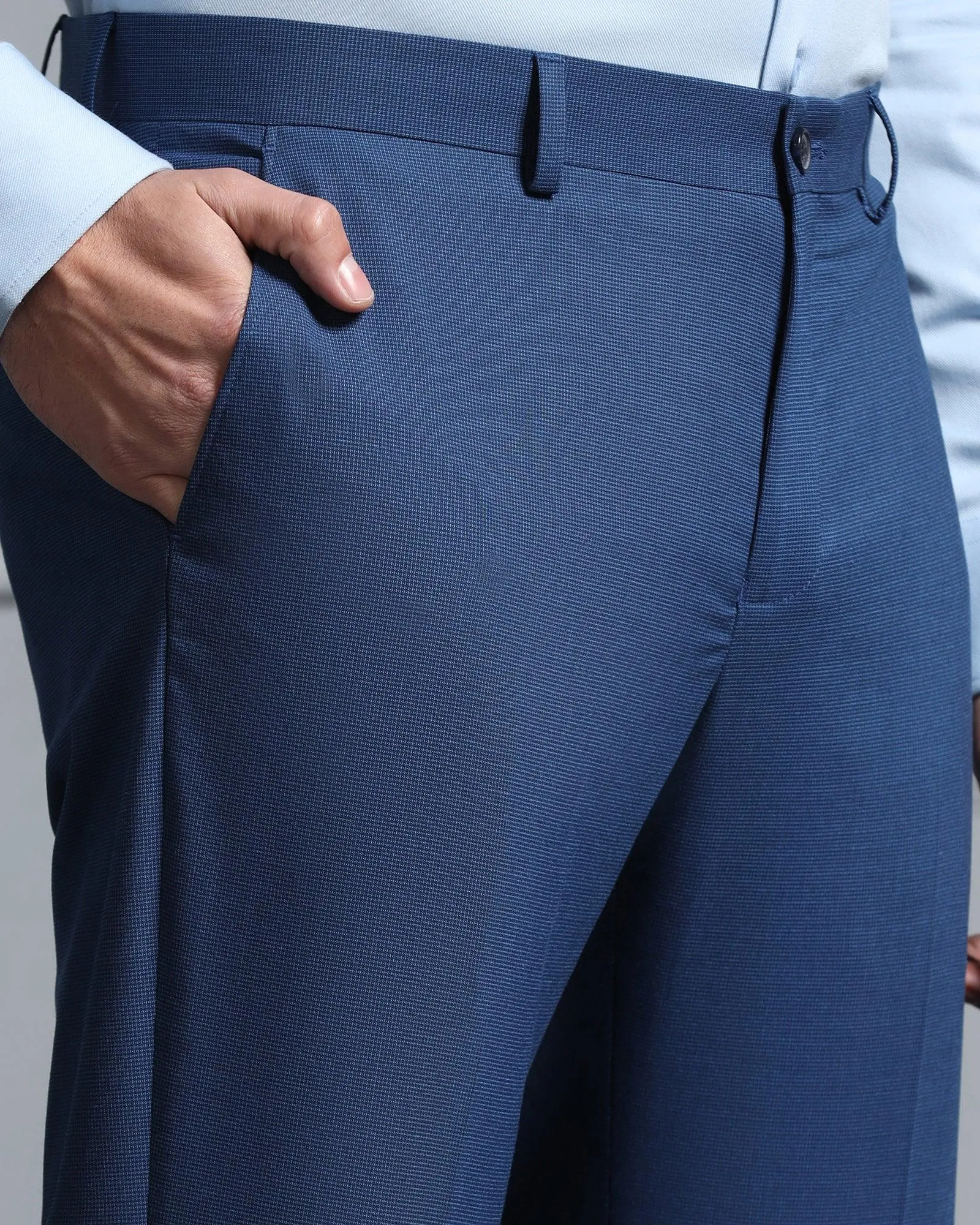 Two Piece Navy Textured Formal Suit - Waves