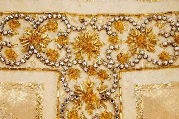Unique 1960's Asian Print Gold Lame Brocade Gown